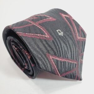 Christian Dior Black & Maroon Abstract Men's Designer Necktie 56x3.5"
